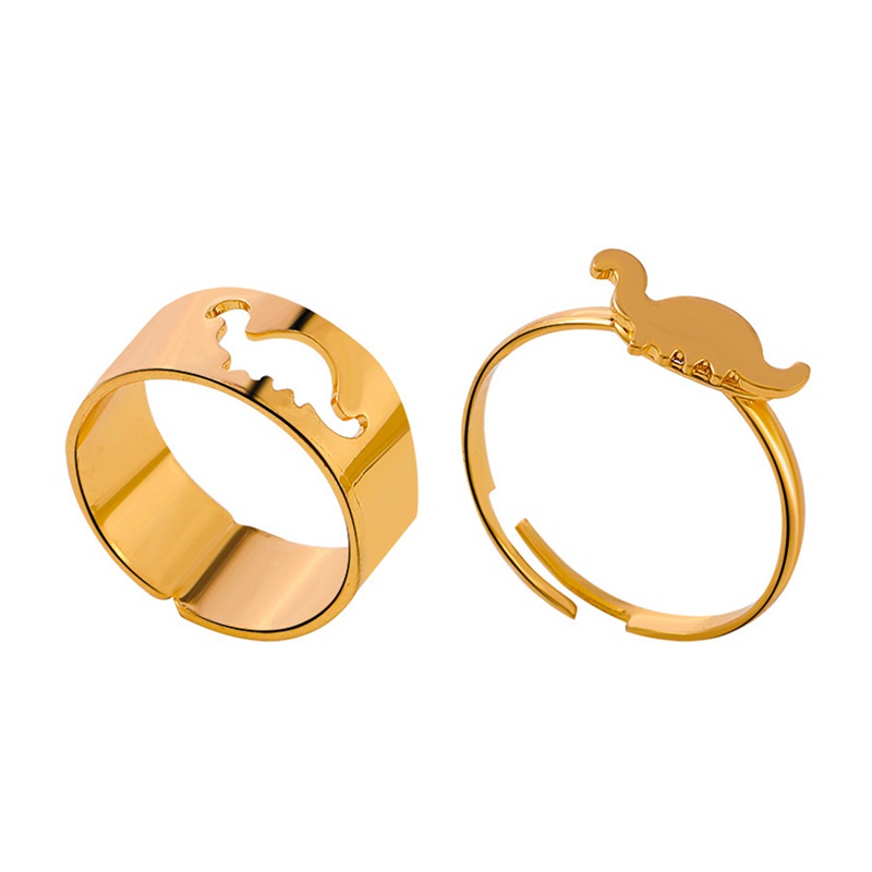 Fancyqube 2pcs / Set Cincin Desain Dinosaurus Bahan Alloy Untuk Pria Dan Wanita