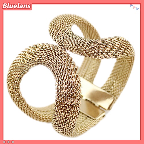Bluelans Women Cool Fashion Mesh Wide Alloy Spring Cuff Bracelet Jewelry Punk Bangle