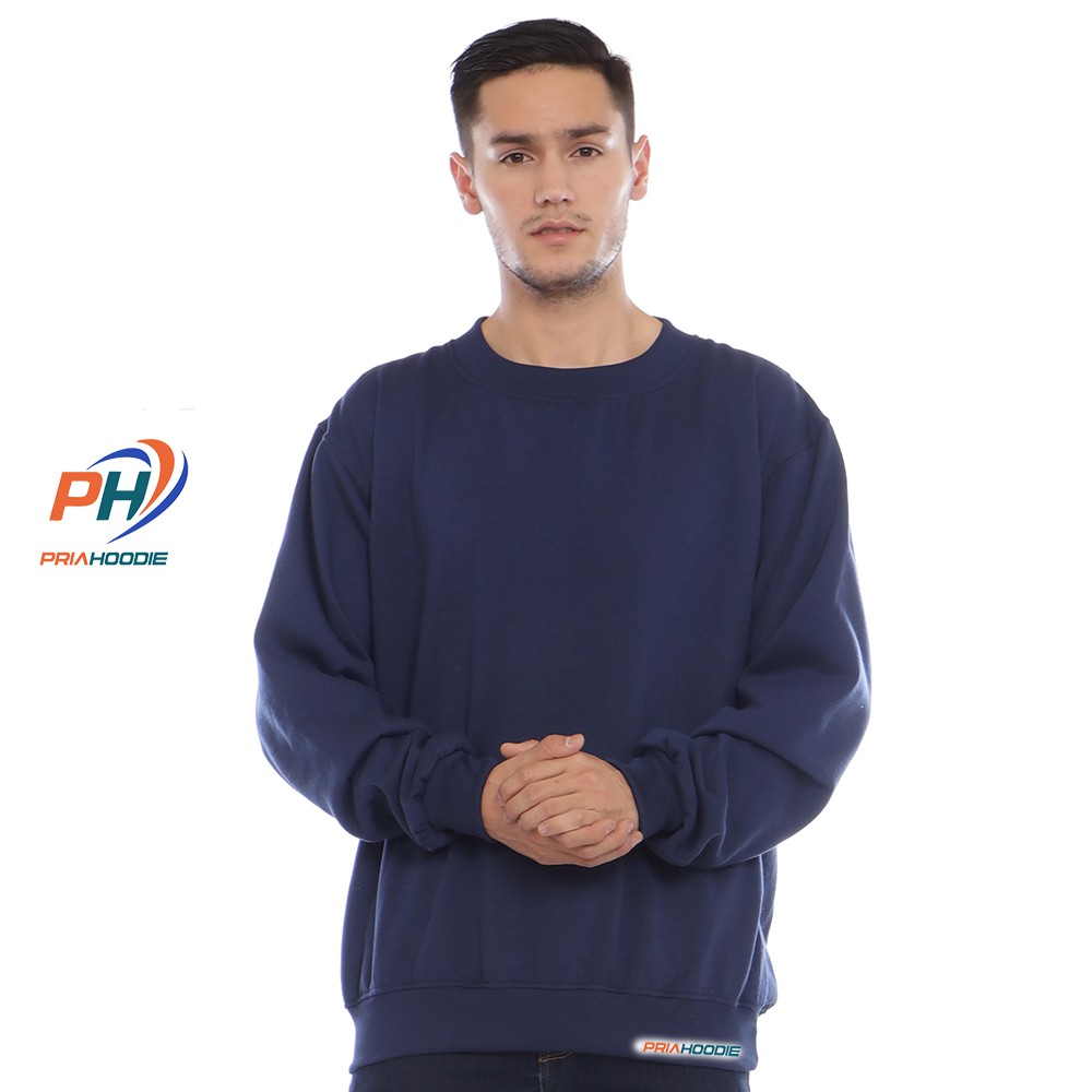 Priahoodie Basic Sweater Polos Pria Cowok Laki Laki Size M - XXL (Bisa Cod)-MOCCA