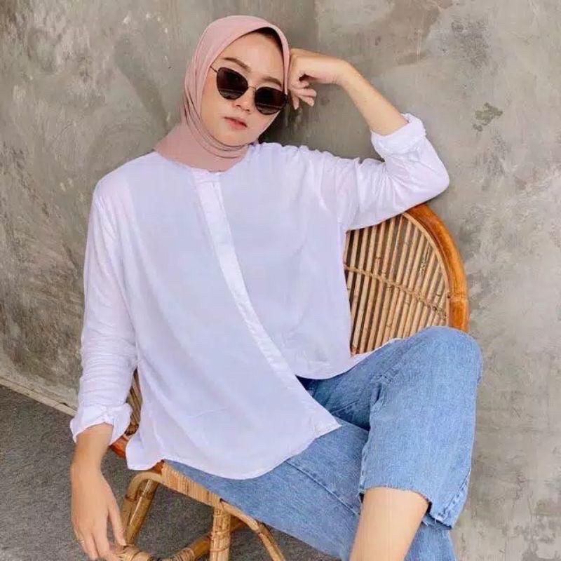 MAUDY SHIRT KEMEJA OVERSIZE// KEMEJA POLOS KATUN RAYON POLOS// BLOUSE