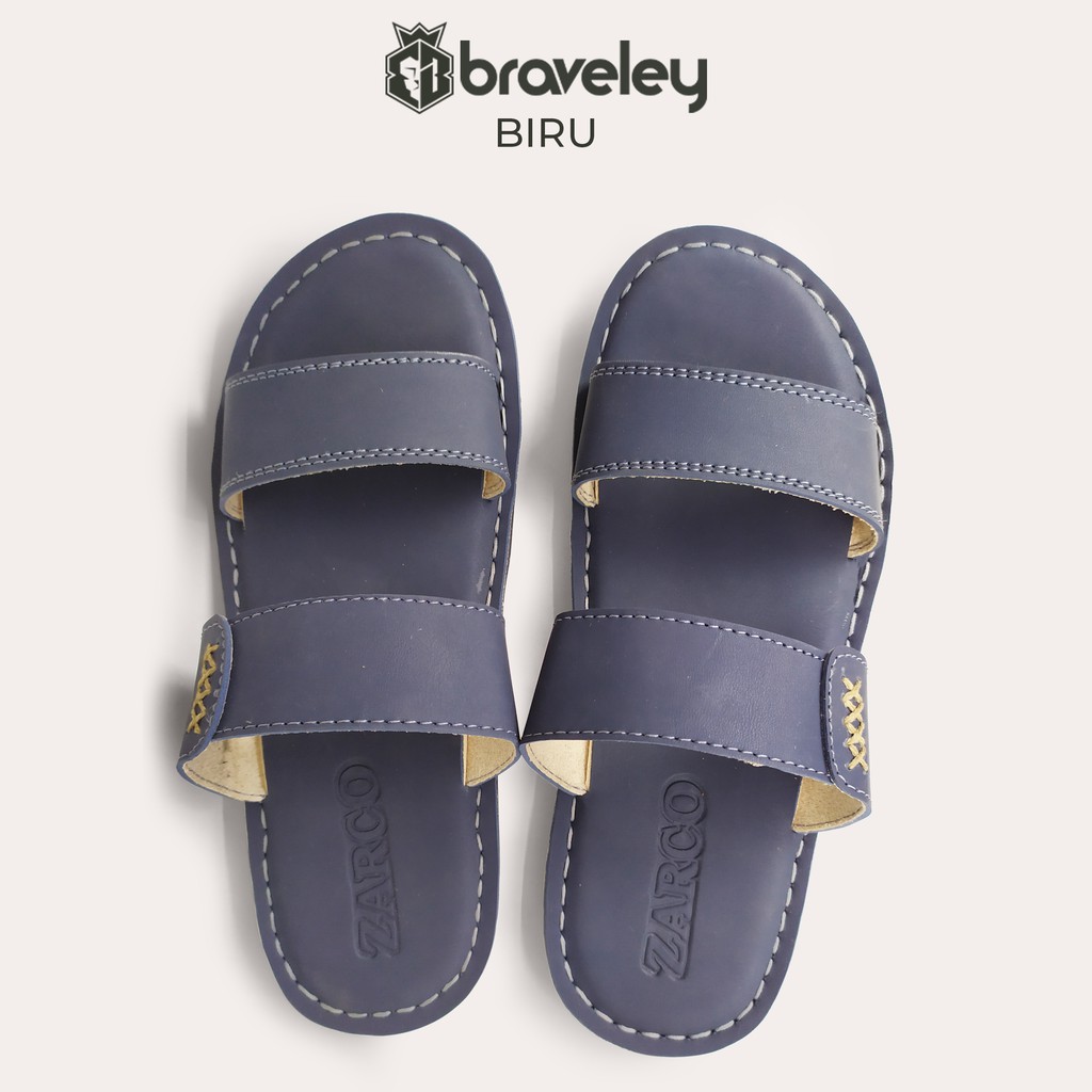SANDAL PRIA SLIDE KULIT PU WARNA HITAM BRAVELEY-2
