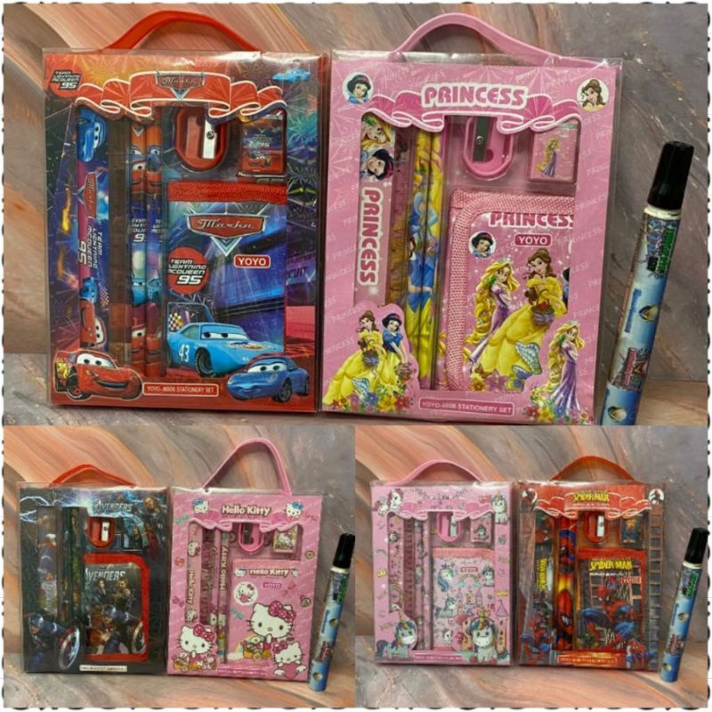

Stationery Set Souvernir 6In1 Kualitas Premium / Stationery Set + Dompet Kemasan Mika 8006