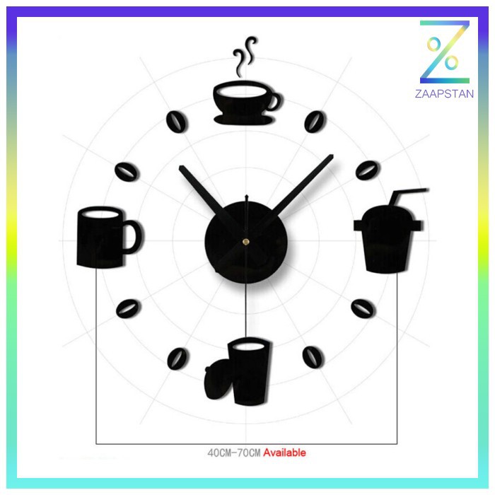 Jam Dinding DIY Giant Wall Clock Quartz Creative Design Model Kopi Caf