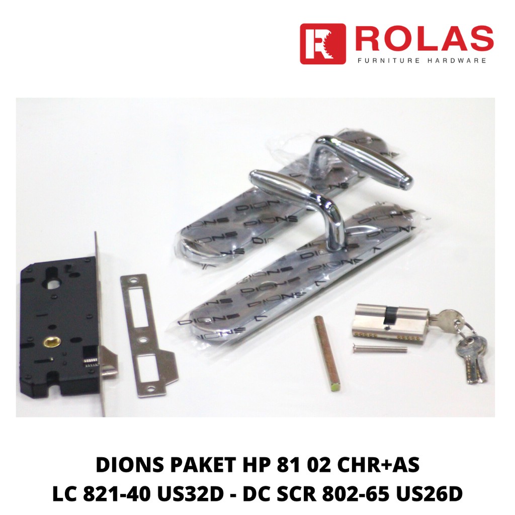 HANDLE DIONS PAKET HP 81 02 CHR+AS LC 821-40 US32D - DC SCR 802-65 US26D/ HANDLE PAKET SOLID