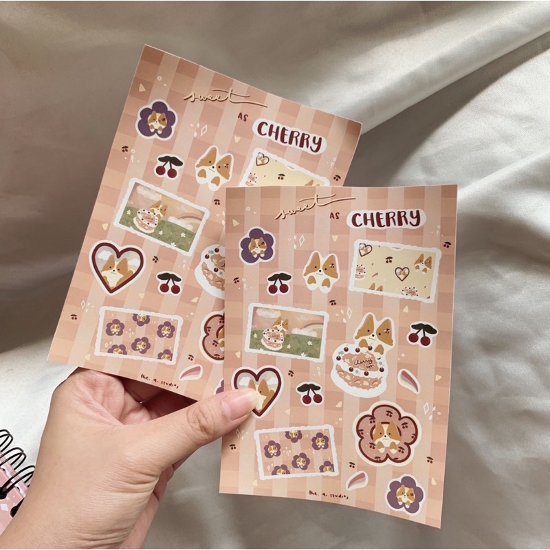 

sweet as cherry sticker sheet (stiker journal design cherry)