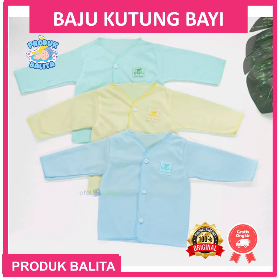 Baju Kutung Bayi Lengan Panjang Motif Polos Baju Atasan Bayi Perempuan Laki-laki Baju Bayi Terlaris