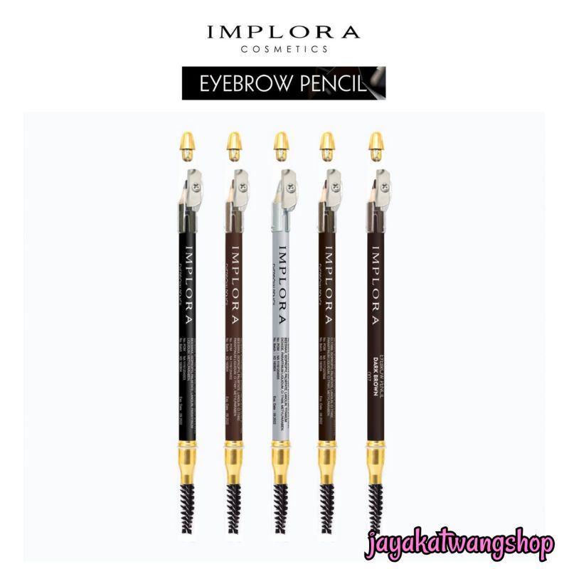 IMPLORA Pensil Alis | Eyebrow Pencil 2IN1 (PENSIL + SERUTAN + SIKAT) BPOM