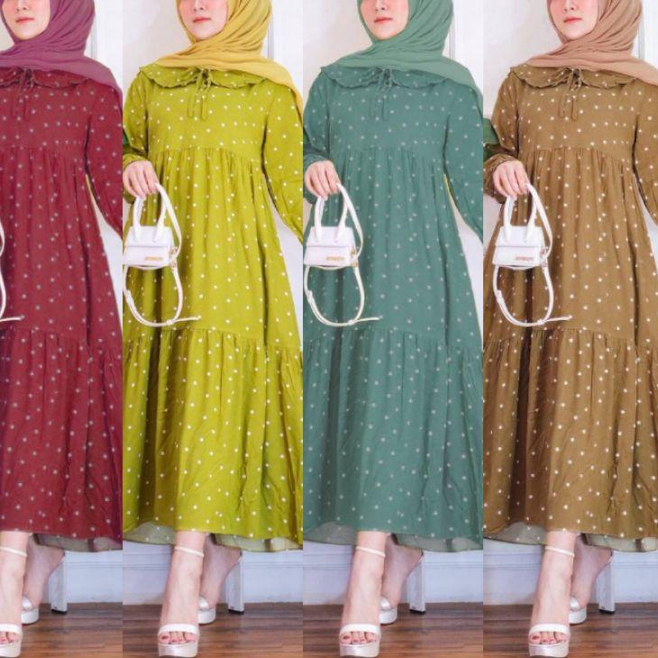 (TERPERCAYA) DRESS KANIA// GAMIS RAMPEL POLKADOT/ POLKA KEKINIAN TERBARU 2022// GAMIS LEBARAN// CHIK