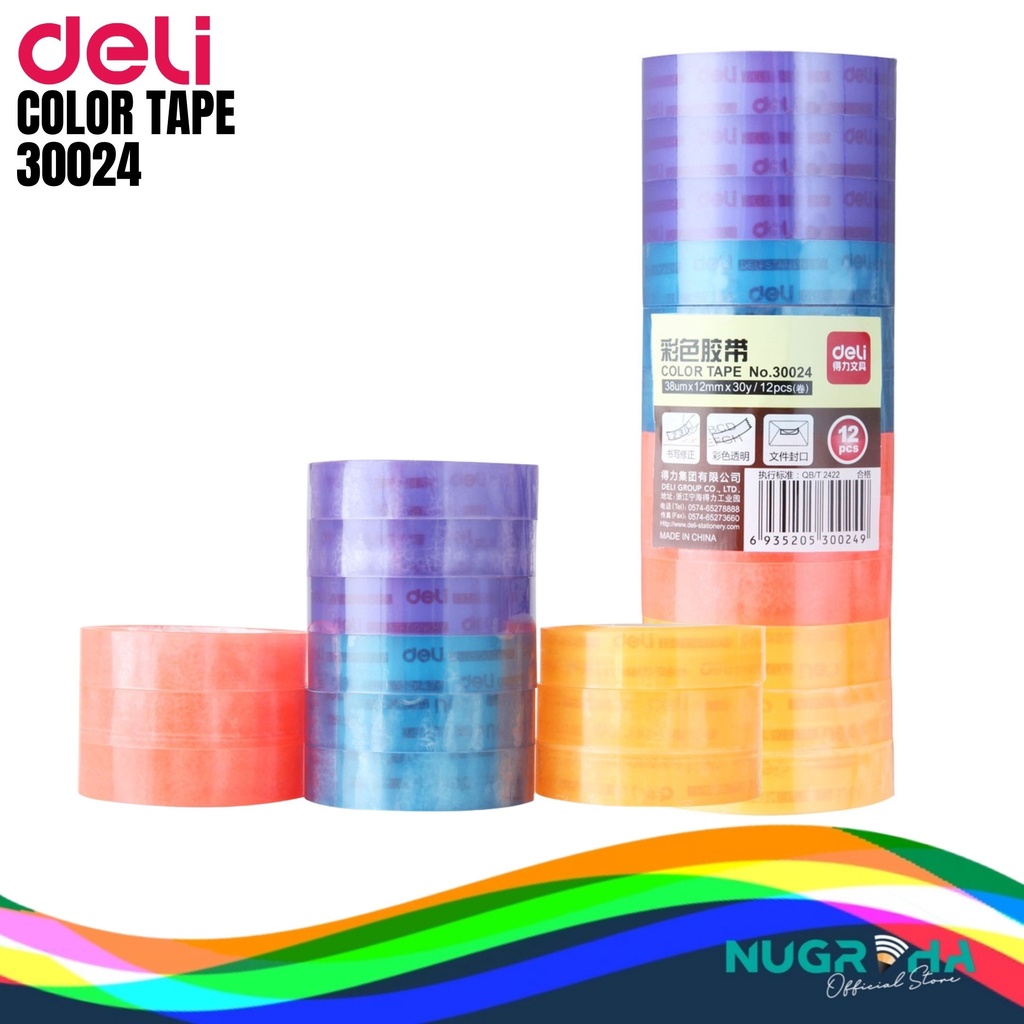 

ISOLASI / CELLOTAPE / COLOR TAPE WARNA DELI 30024 1 SLOP