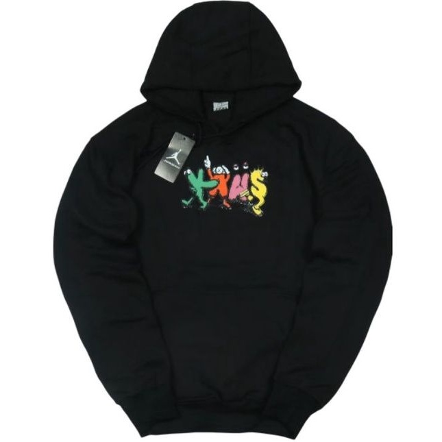 JAKET HOODIE PRIA AIR JORDAN X KAWS HITAM