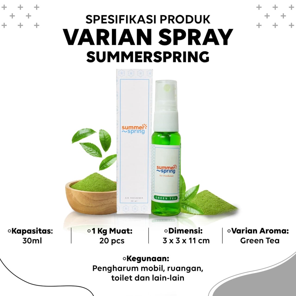 Parfum Mobil Pengharum Ruangan Pewangi Kamar Tidur Harum Summer Spring | Spray | Aroma Green Tea