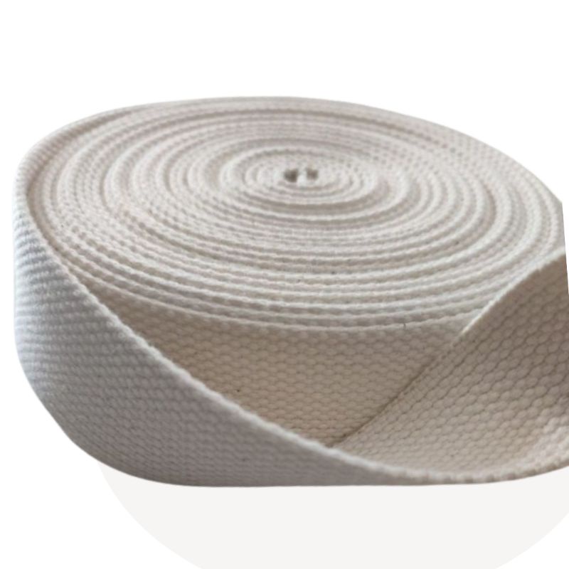 webbing katun raw white lebar 2 cm, 2.5 cm, 3 cm