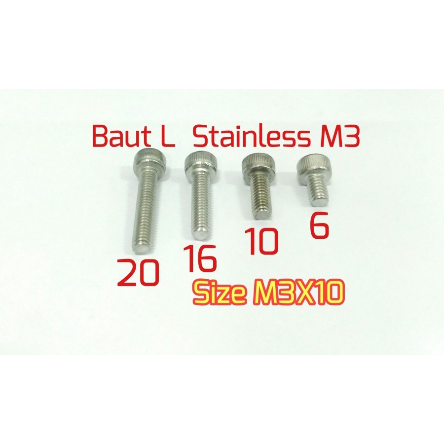 Baut L Stainless Steel M3 X 10 Stenlis