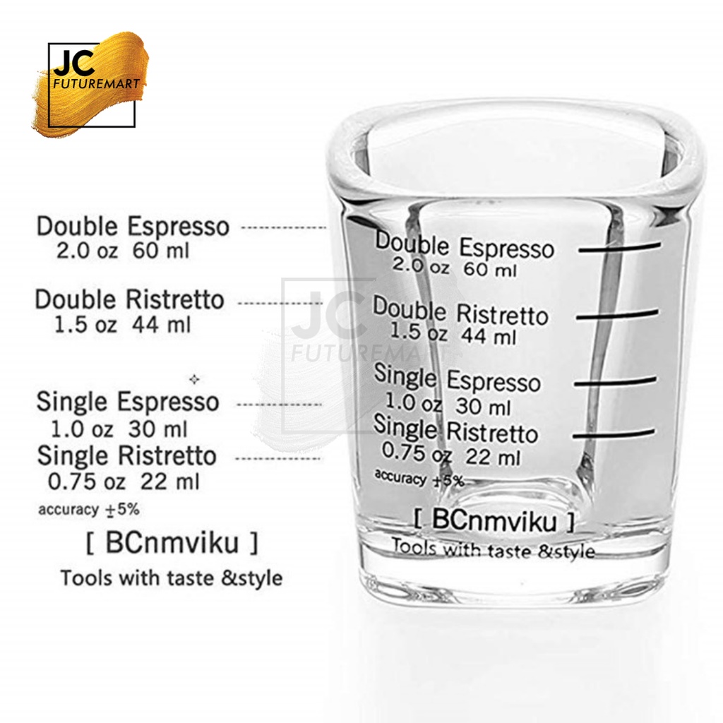 ESPRESSO SHOT GLASS PERSEGI 2 OZ - GELAS UKUR KOPI - SLOKI