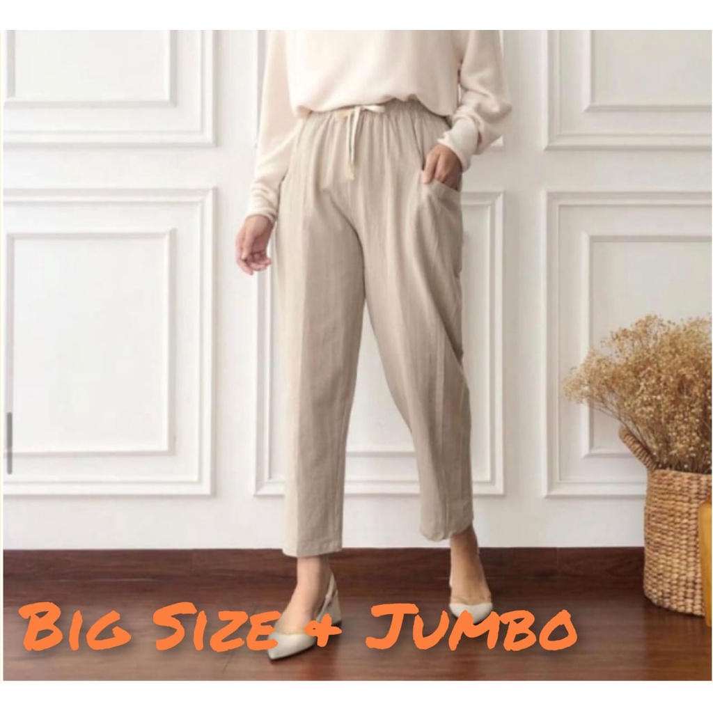 PROMO!! CELANA JUMBO Willow Linen Pants CELANA KEKINIAN BAGGY PANTS CELANA WANITA TERLARIS CELANA LINEN CELANA MUSLIMAH