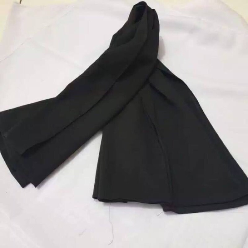 Hijab Instant Diamond Pashmina Tali Panjang Tepi Jahit-Black