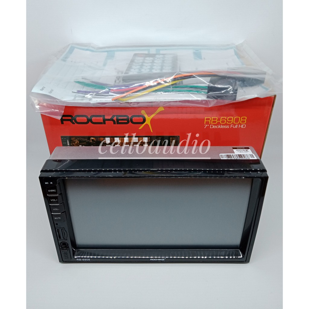 Head Unit Double Din Rockbox RB-6908 Deckless RB 6908 Bluetooth