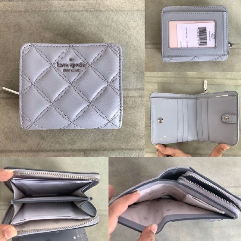 katespade natalia mini bifold wallet brushed steel