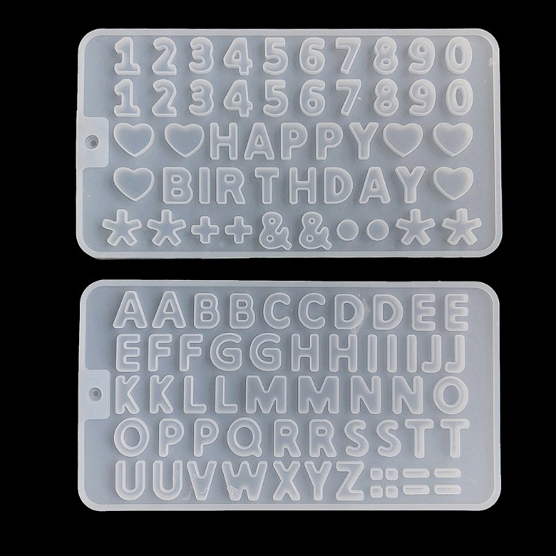 Glitter 2 Pcs Alphabet Crystal Epoxy Resin Mold English Letters Number Pendant Keychain Casting Silicone Mould DIY Crafts Jewelry Making Tools