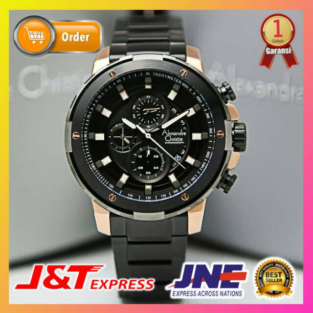 JAM TANGAN ALEXANDRE CHRISTIE PRIA COWOK AC 6528 AC6528 ROSEGOLD BLACK ALEXANDER CHRISTIE ORIGINAL