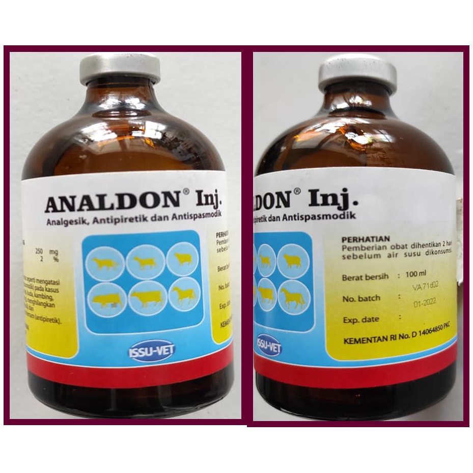 Obat ANALDON 100 ml (analgesik antipiretik, anti nyeri dan demam)  Untuk Hewan, Obat menghilangkan r