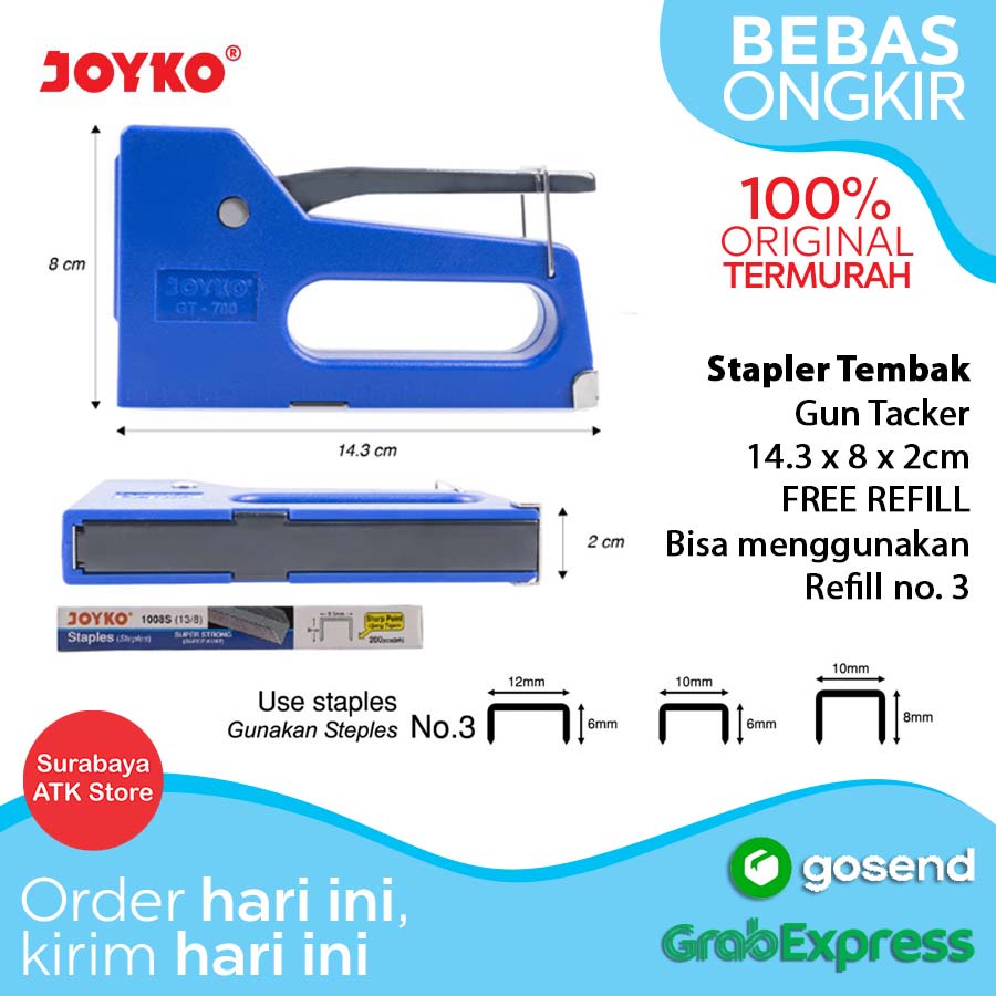 

Stepler Tembak Joyko GT-700 Gun Tacker Staples Stapler