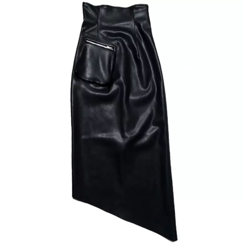 Rok Panjang Long Skirts Midi Asimetris Model Rok Pensil High Waist Ritsleting Rok Panjang untuk Wanita Kekinian