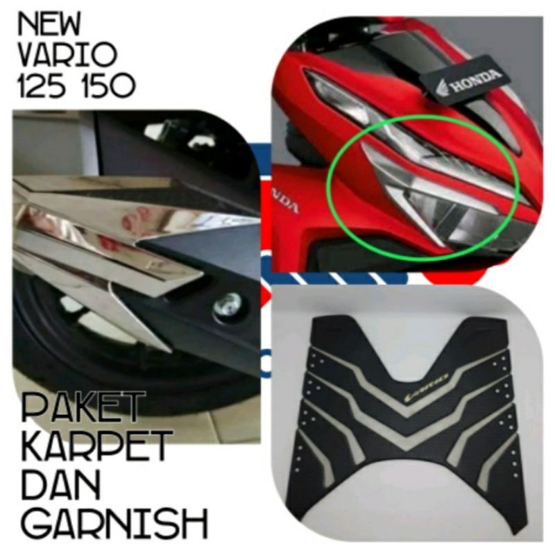 Paket karpet pijakan kaki lampu depan dan knalpot Vario 125 150 2018-2022 3 item Ori AHM
