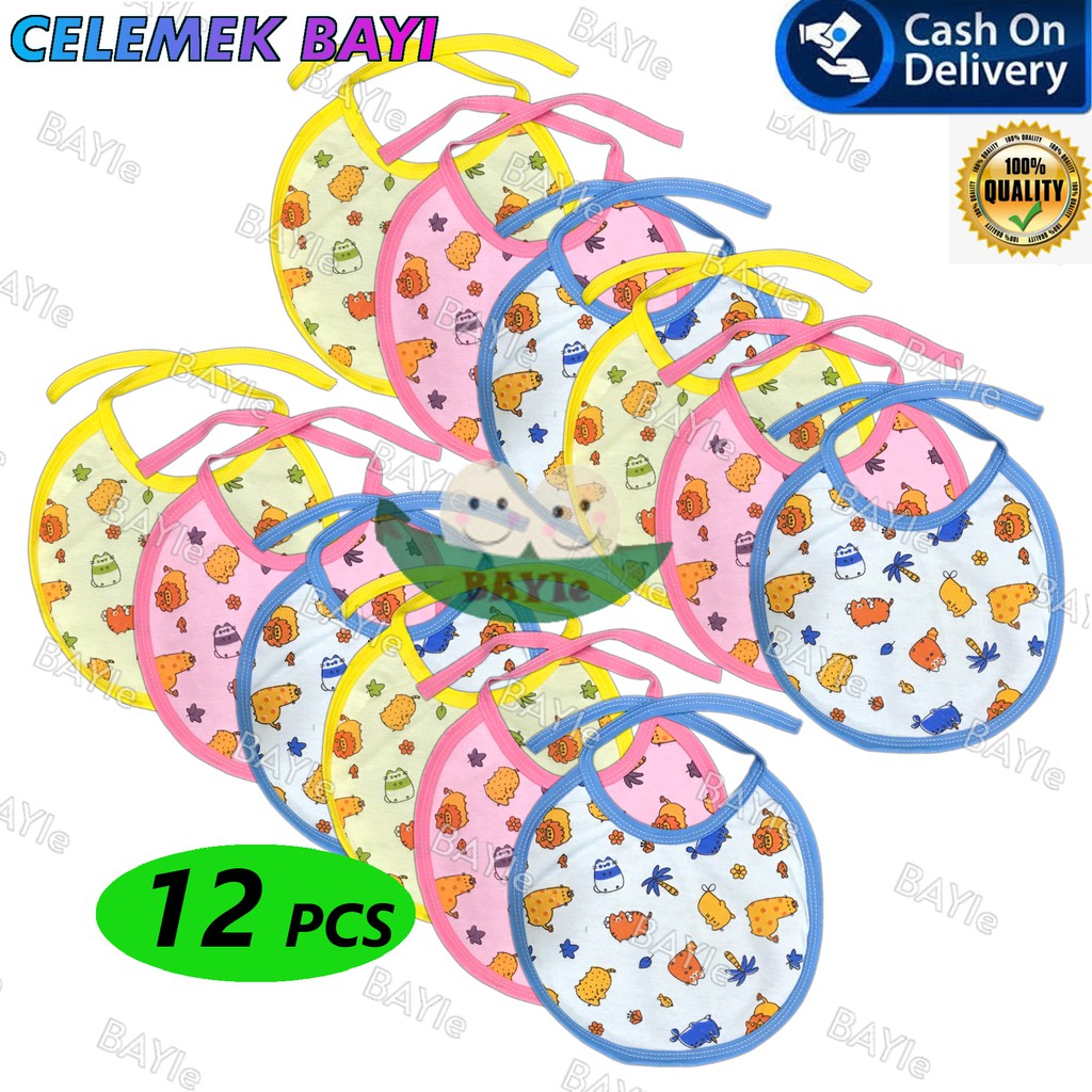 BAYIe - 12 Pcs Celemek makan bayi/Slaber Bayi/Tatakan iler liur/Tatakan Makan Bayi TABUR