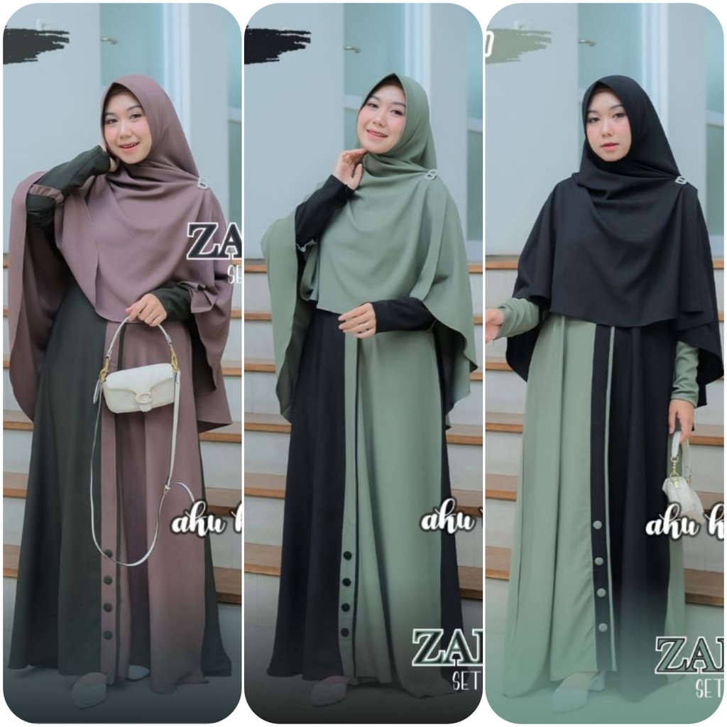 Gamis kekinian 2022 Set Syari' ITY CREPE ZALVINA original by aku karissa