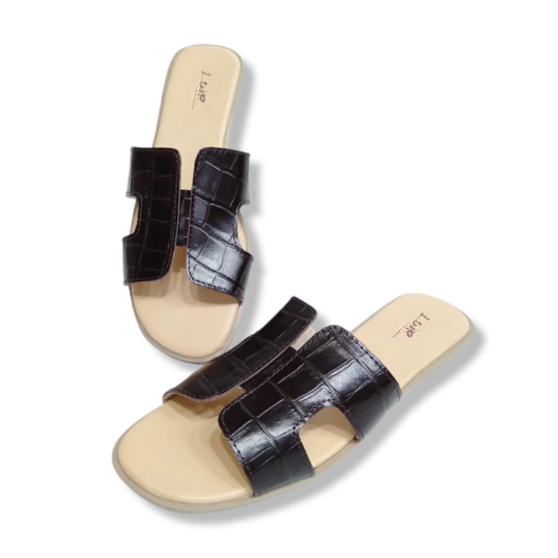 LWR leather Sandal Wanita Kulit Asli Warna Hijau