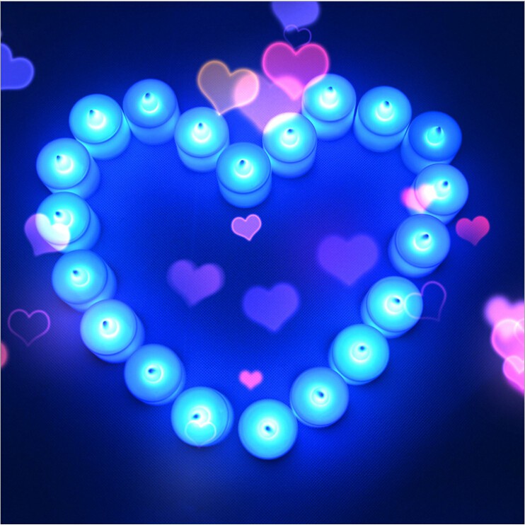 FREE ONGKIR - (24 PCS) Lilin Elektrik 7 Warna Colorful LED Candle Lampu Romantic Romantis Valentine