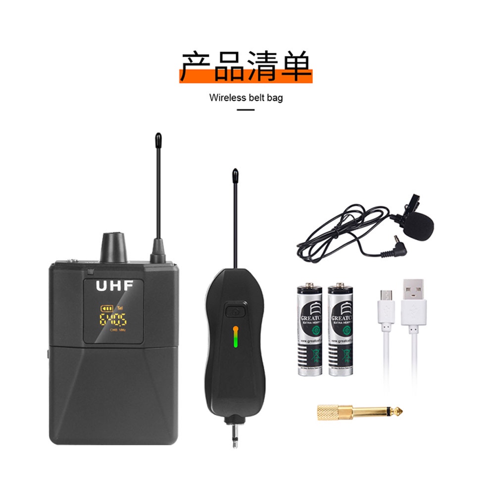 Mikrofon Nirkabel Lavalier Wireless Lapel Microphone System Podcast Live - AD-220 - Black