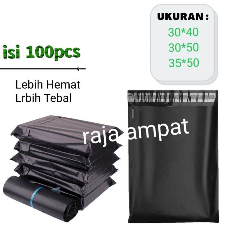 Kantong Plastik Packing LDPE  EKONOMIS Olshop Polymailer Hitam Lem 1pcak isi 100