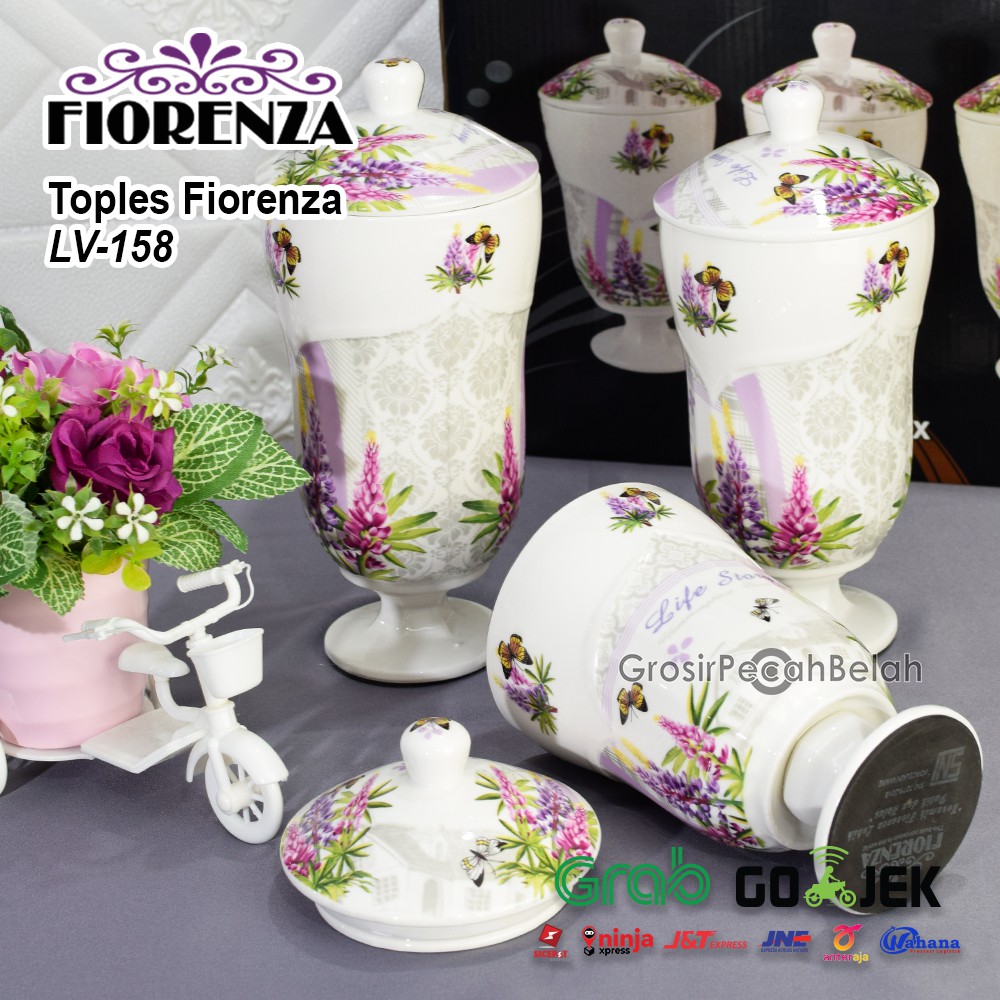 Toples Set isi 3 Permen Jar Fiorenza Motif Bunga Lavender LV-158