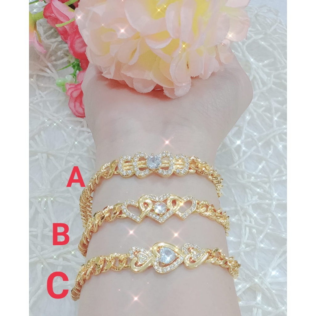 Gelang Tangan Xuping Gold Wanita Dewasa Motif Rantai Permata Lapis Emas LM