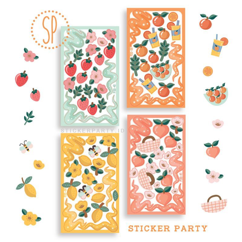 

[Sticker Party] Stiker Polco Polaroid Kpop Deco Tema Fresh Fruit Lemon Strawberi Peach Orange DIY