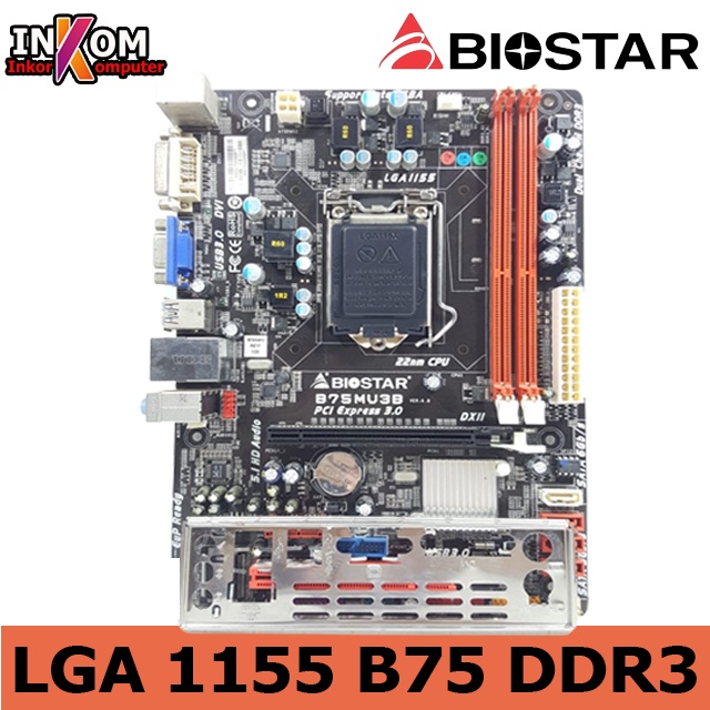 Mobo Mainboard Motherboard B75 LGA 1155 Biostar Onboard