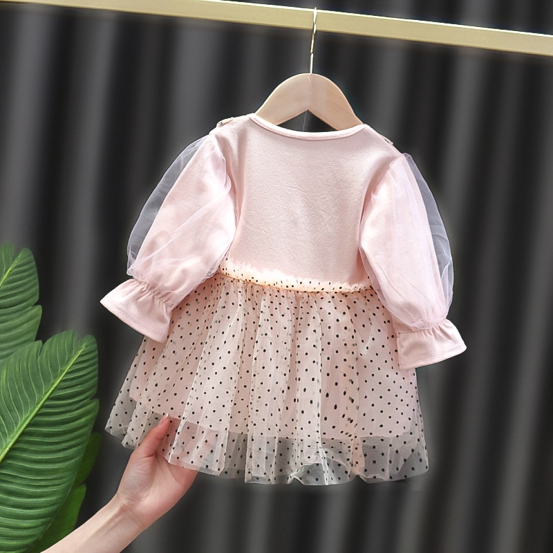 DR88-Dress Anak Bayi Perempuan Polka Ribbon-3