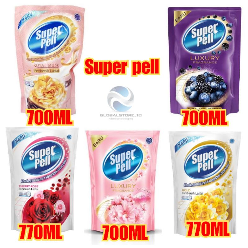 Super pell pembersih lantai cherry rose/himalayan berries/fuji sakura/gold/royal musk 700/770ml