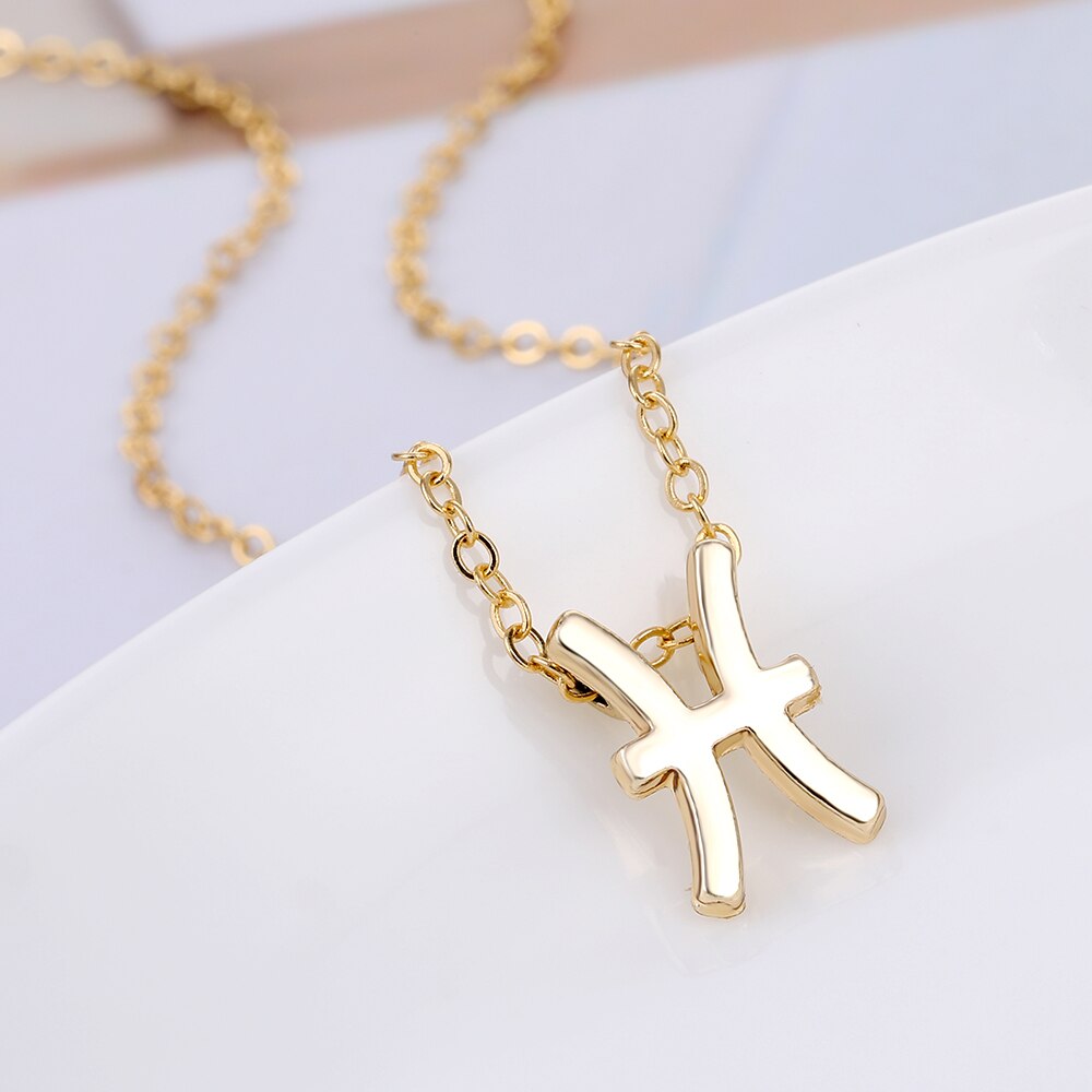 12 Horoscope Zodiac Sign Gold Pendant Necklace For Women Men Aries Leo 12 Constellations Jewelry Kids Christmas Gifts