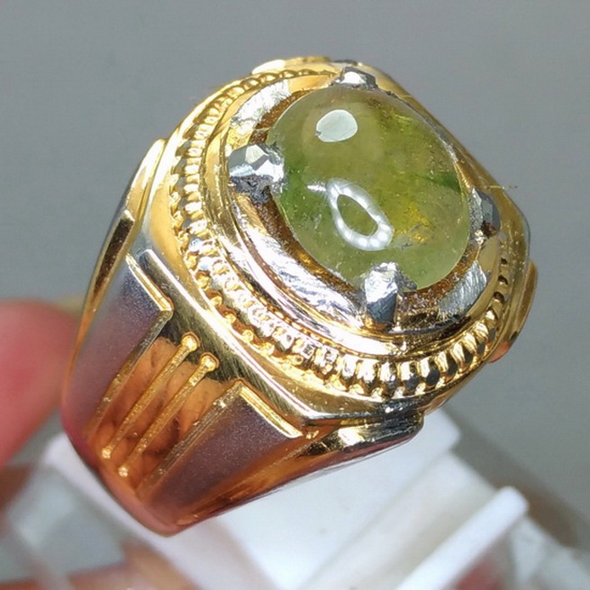 Cincin batu Permata Asli green Safir Hijau Alami