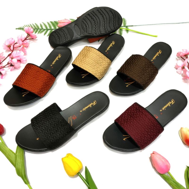 sandal wanita murah selop ( Felonie MRA 01 Batik + DH 03 ) turki rajut terbaru