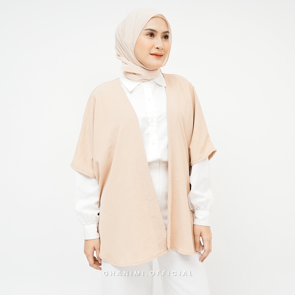 Ghanimi - Ayleen Outer / Outer polos lengan pendek katun crinkle / outer kondangan kekinian / outer casual formal daily / outer rompi murah