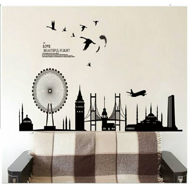 RELIZA WALL STICKER SILUET HITAM LONDON CITY KINCIR STIKER DINDING JM7279