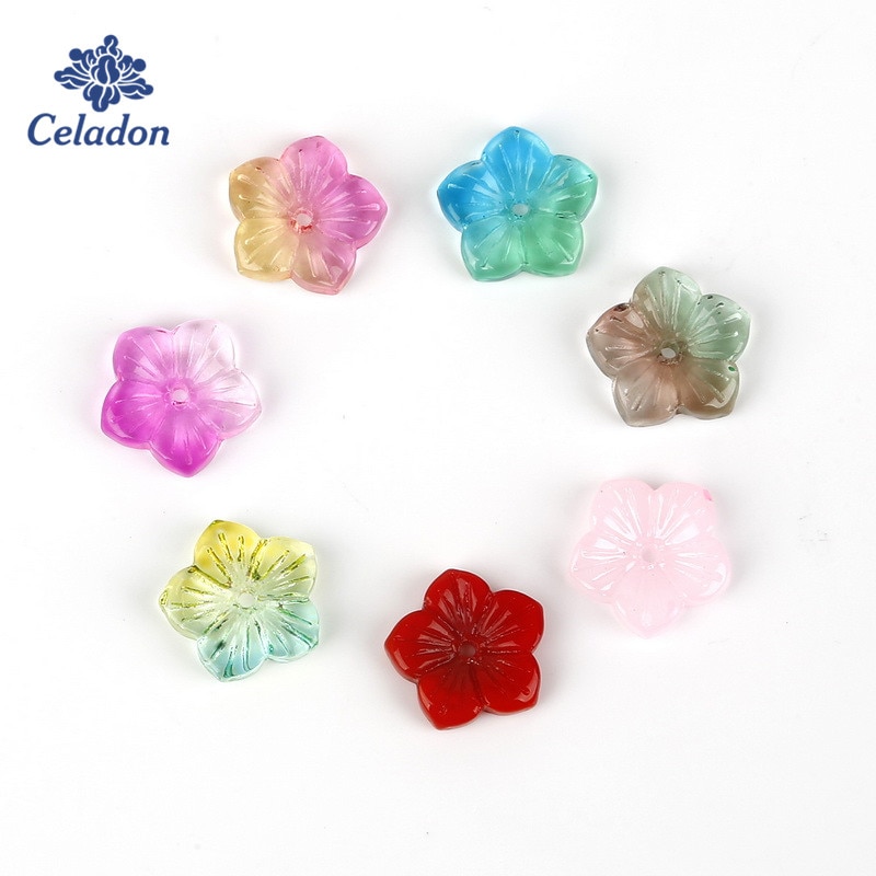 CHARMS 5pcs Manik-Manik Kristal Czech 13x13mm Warna Campur Untuk Membuat Perhiasan Anting Handmade Diy