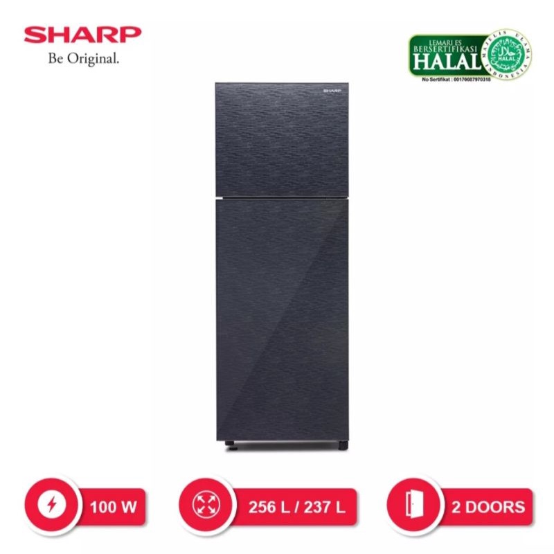 SHARP KULKAS 2PINTU TEMPERED GLASS SJ-326XG (MR/MS/CP)
