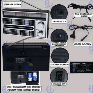 Radio jadul radio protabel radio bantrek INTERNASIONAL SN-4250 dua fungsi FM AM DC SW harga murah