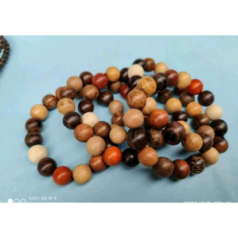 Gelang kombinasi 17  kayu bertuah 12mm gelang kombinasi warna gelang kombinasi bulat