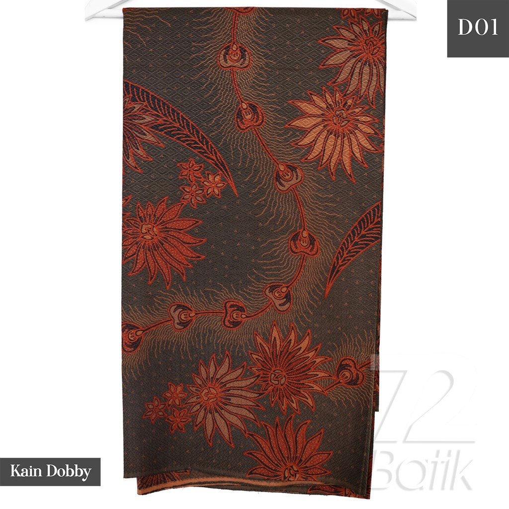 KAIN BATIK PREMIUM Dobby Motif Kembang Sekar Warna Coklat Orange Hitam 722807 Cap 72 Jarik Jarit Samping Kebat Panjang Batik Dobby Modern Premium Bahan Seragam Batik Pernikahan Kantor Keluarga Murah Kamen Jadi Batik Bali Lembaran